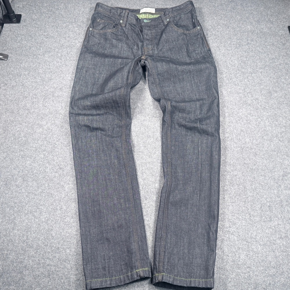 Springfield Mens Straight Leg Button-fly Dark Indigo Cotton Denim Jeans W32 L34